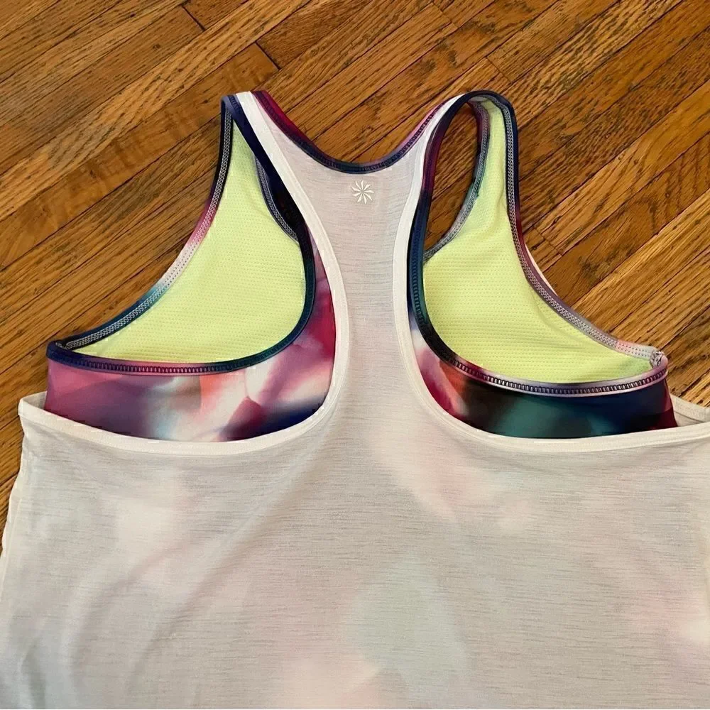 Athleta Girl white double athletic tank top